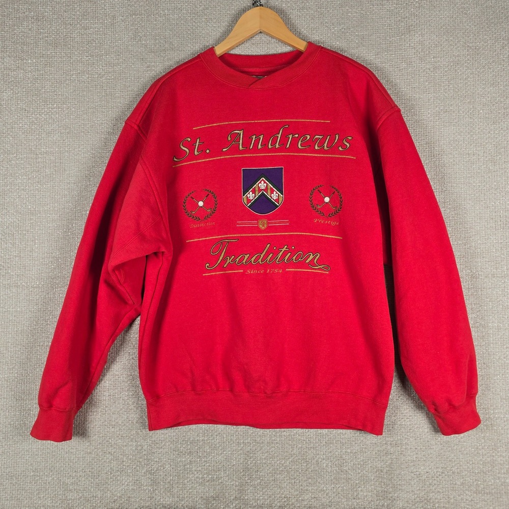 Vintage Danaggers St Andrews Tradition Golf Sweatshirt Mens Medium Red Graphic